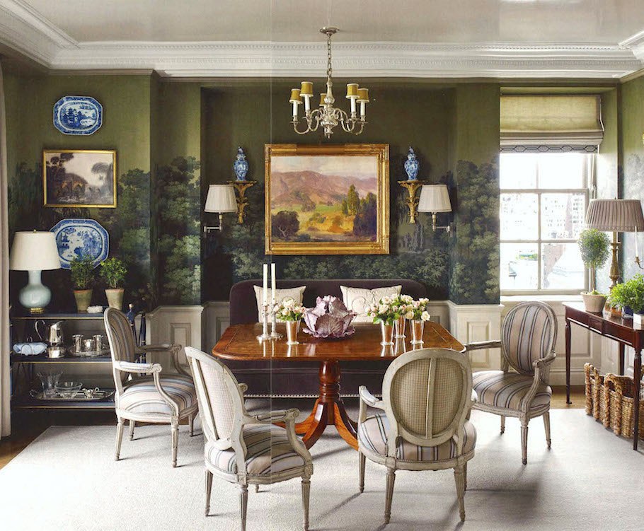 Cathy Kincaid - John B Murray Architects - Zuber Les Lointains wallpaper gorgeous dining room-veranda-2016