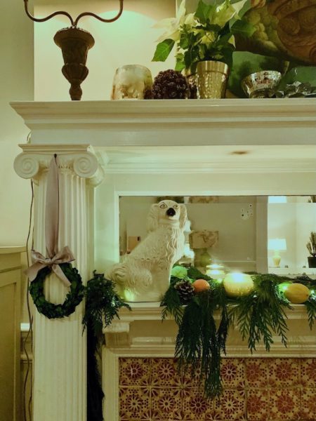 Holiday Fireplace mantel decor - garland