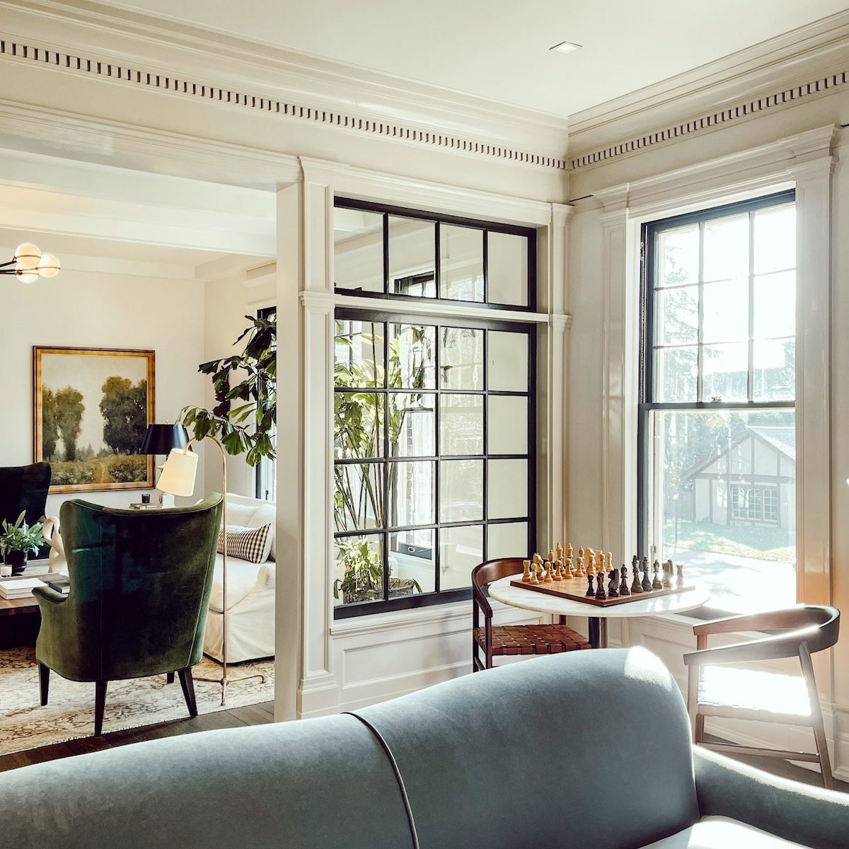 Jean Stoffer interior window wall. Would be wonderful if there's no foyer entry as a divider