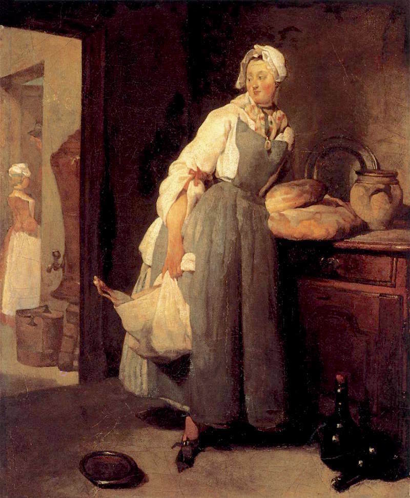 Jean_Siméon_Chardin_-_Servant_Returning_from_the_Market_La_Pourvoyeuse_French-Country-Kitchen-18th-century
