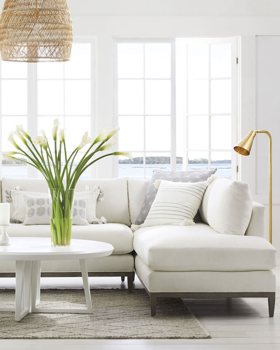 sectional makes a great divider when there is no foyer entry. Sectional by Serena & Lily