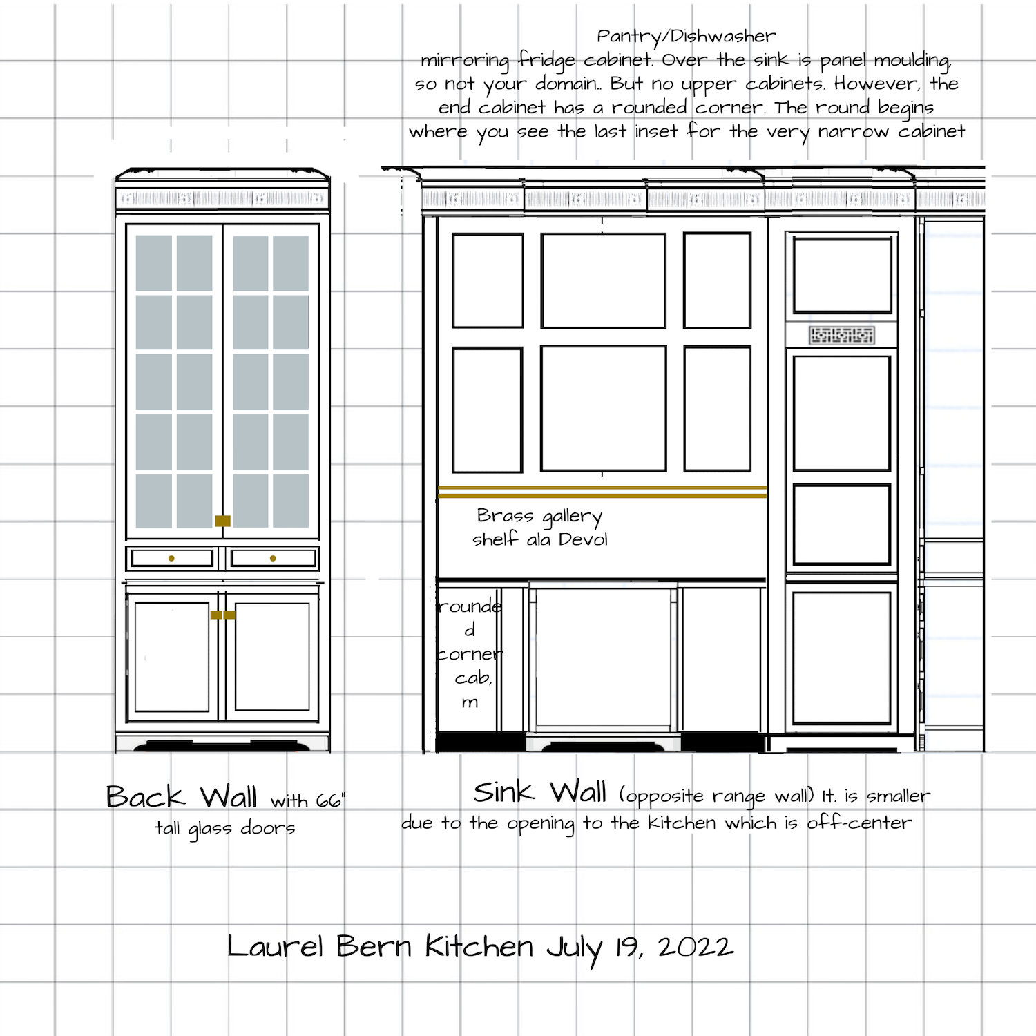 back wall and sink wall in progress 7.19.2022- renovation plans