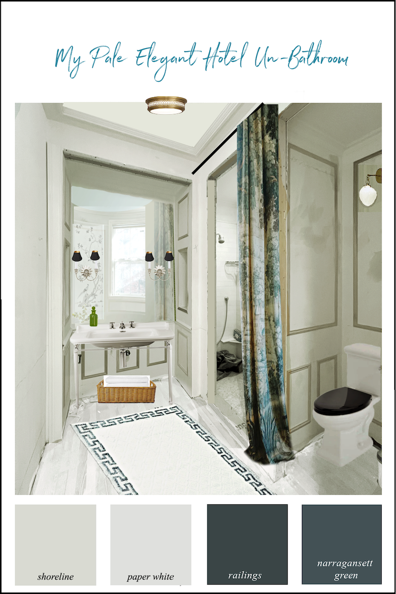 Bathroom rendering pale walls - possible door and wall colors