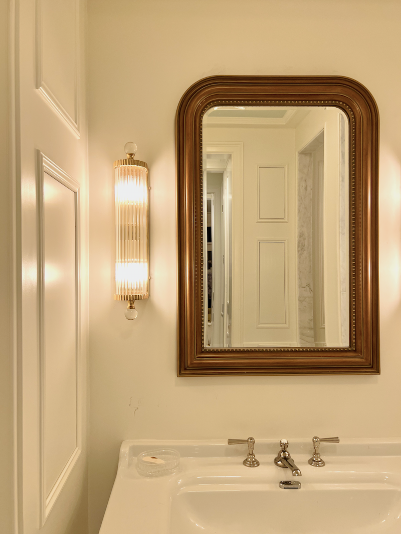 bathroom vignette Ballard Designs mirror - Wonderful interior design inspiration.