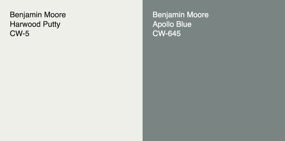 Benjamin Moore Harwood Putty cw-5 + Apollo Blue cw-645