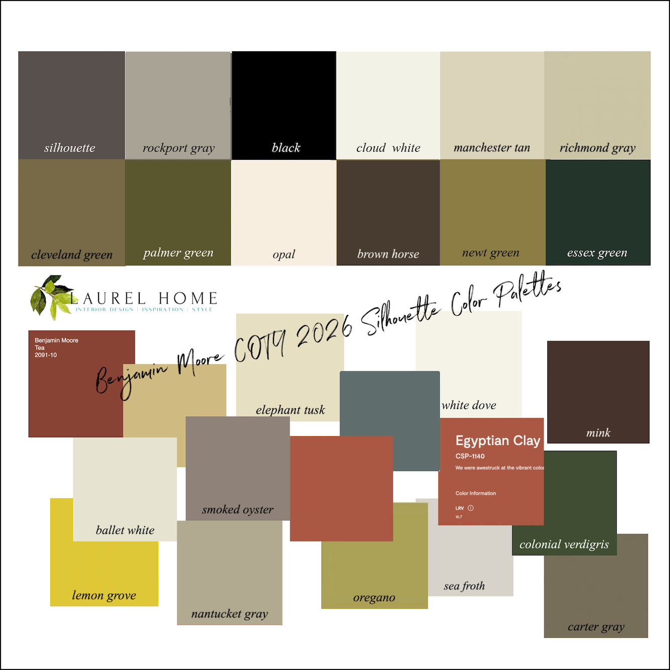 Benjamin Moore Silhouette color palettes