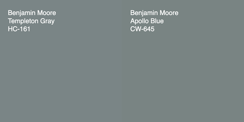 Benjamin Moore Templeton Gray hc-161 + Apollo Blue cw-645