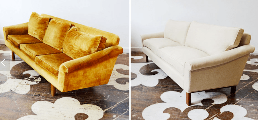 dated living room furniture - reupholstered at Chairloom to look fresh.