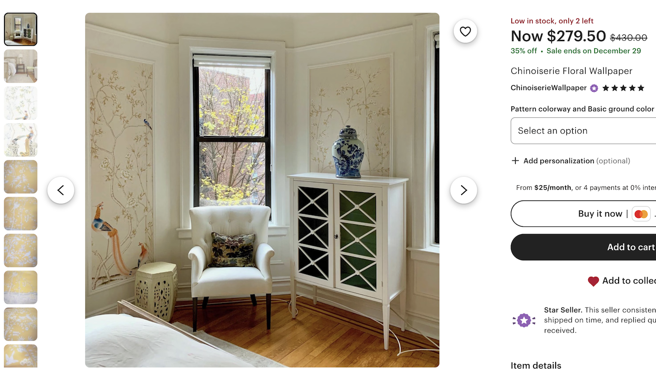 ChinoiserieWallpaper on Etsy ripped off my images to sell her work