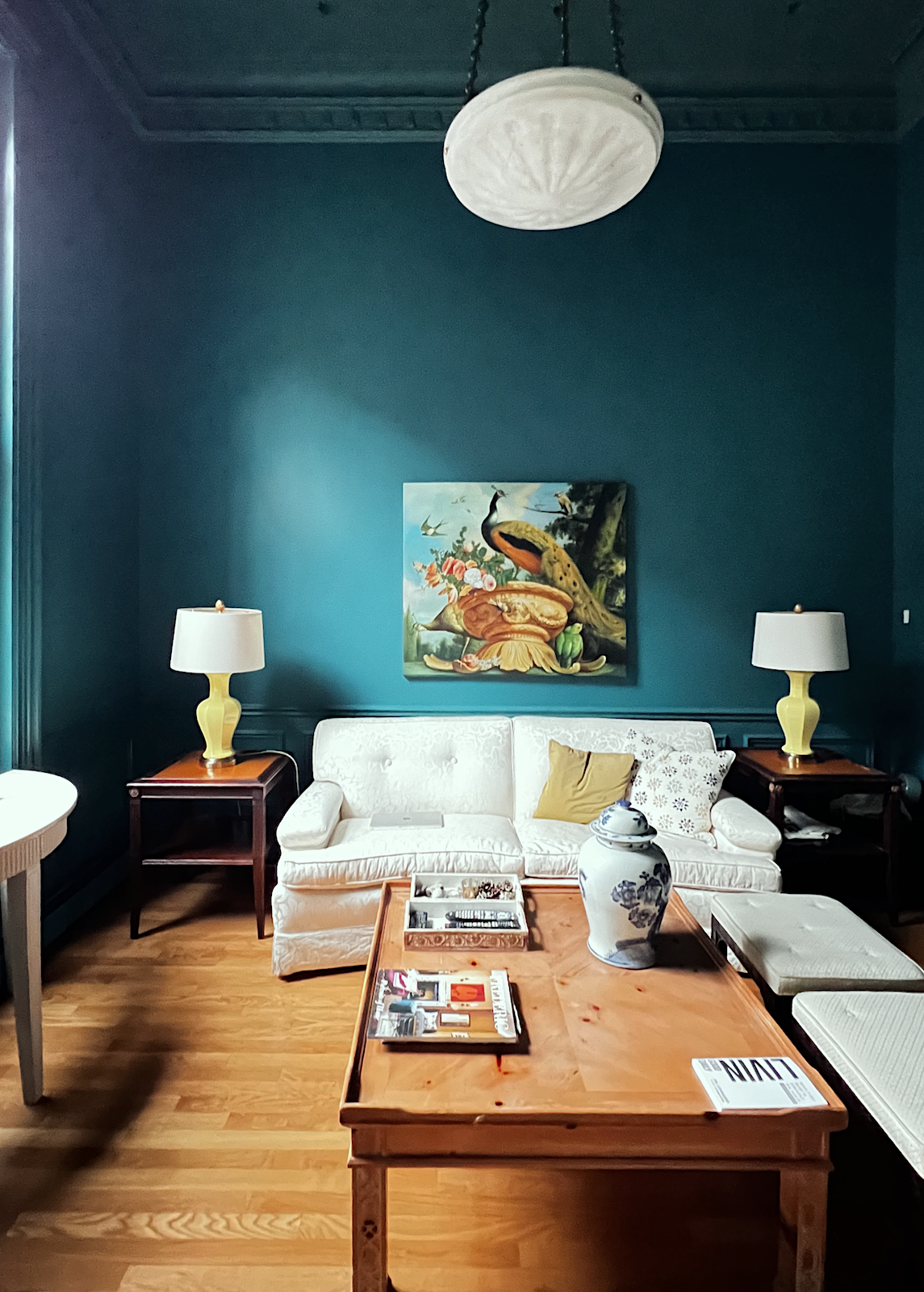 den residential lighting - yellow Chinoiserie lamps