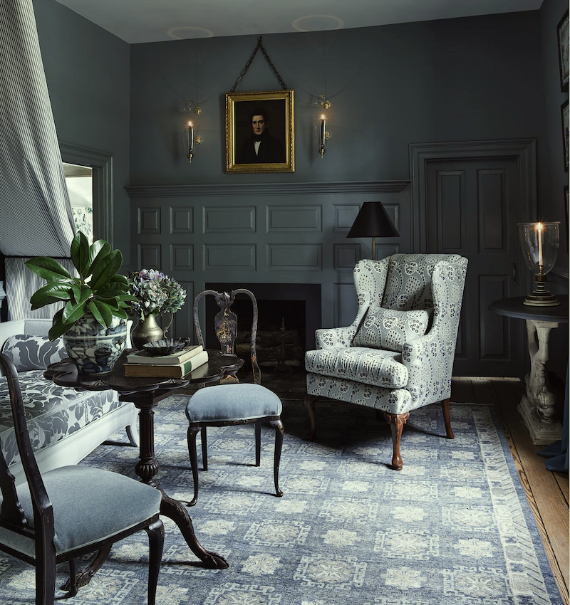 Heather Chadduck Instagram - Benjamin Moore Apollo Blue Nelson Galt House Williamsburg