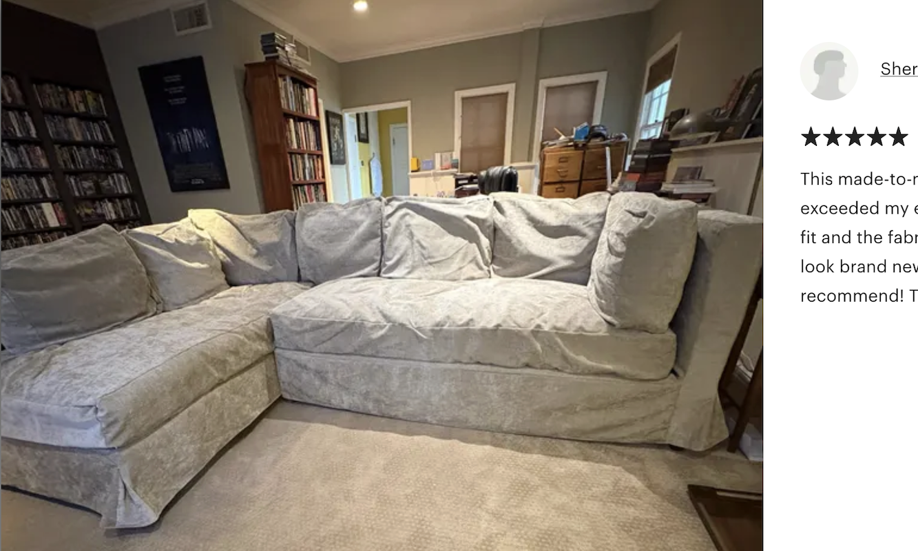 hideously ill-fitting slipcover