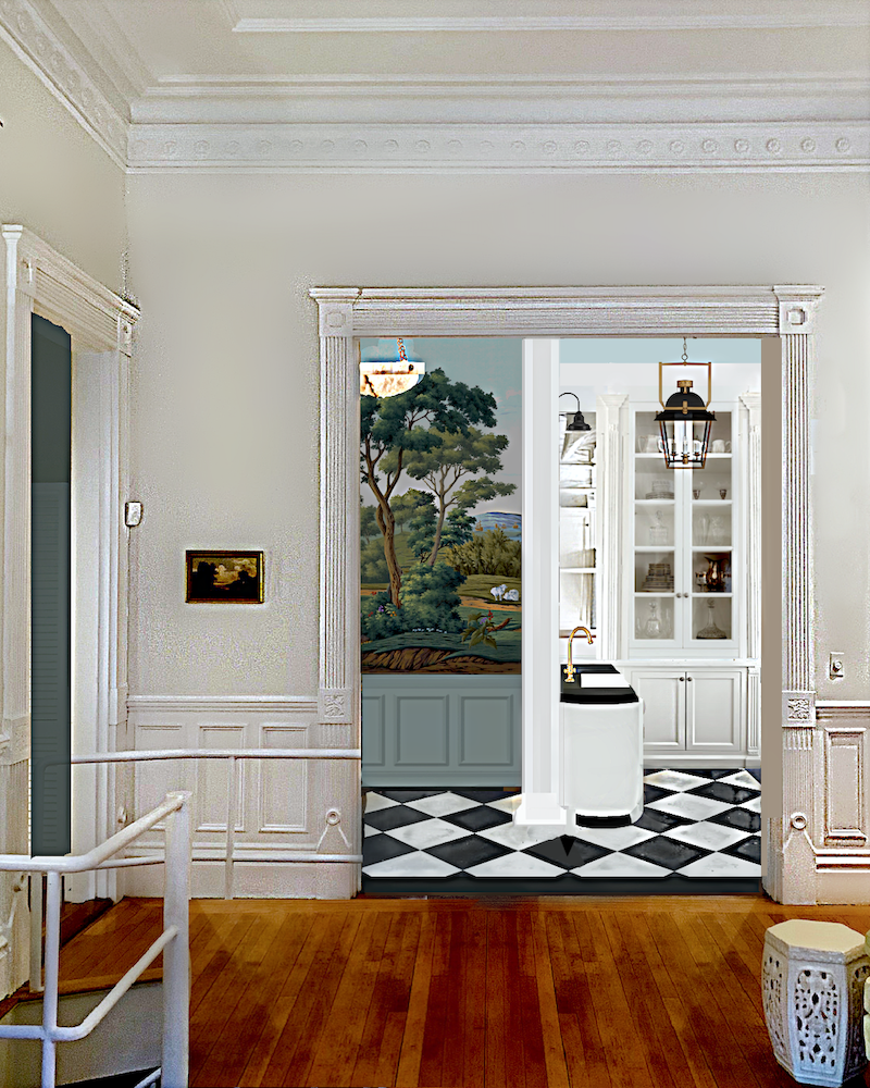 kitchen mock-up January 31, 2022 - mirrored end cabinet