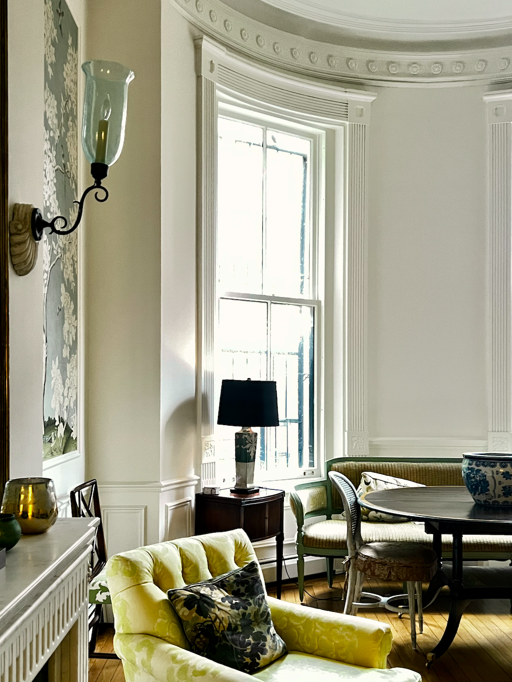 living room June 2025 Sparrow perched during the rain