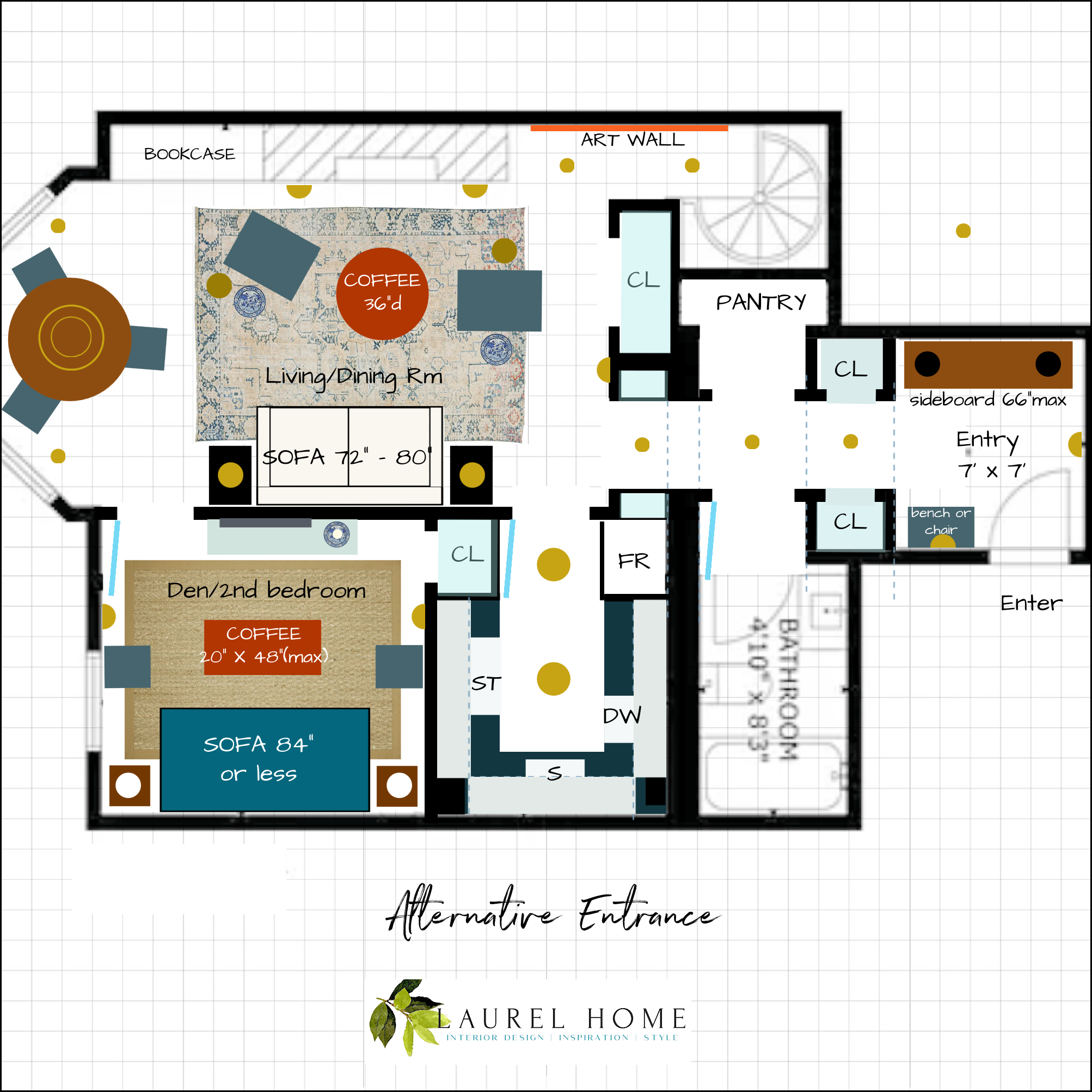 one-bedroom Beacon St - Basic Furniture Floor Plan - alternative entrance