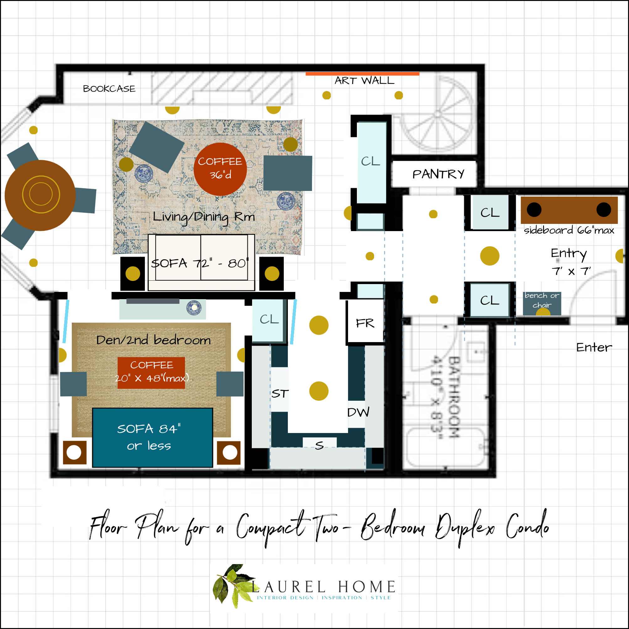 one-bedroom Beacon St - Basic Furniture Floor Plan
