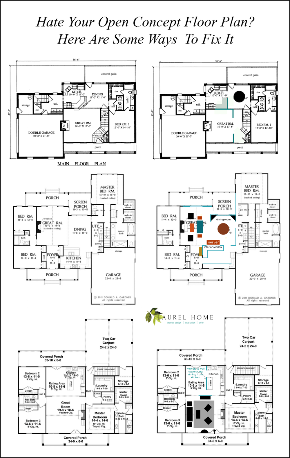 open concept floor plan and some ideas on how to make it less open