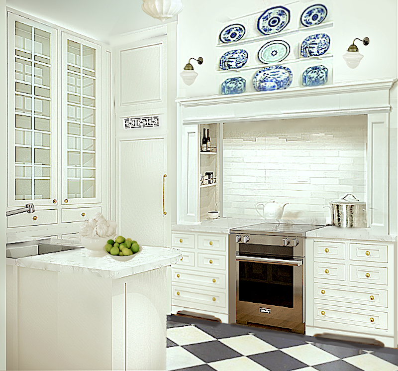 range elevation with Christopher Peacock hood panel blue plates version 1