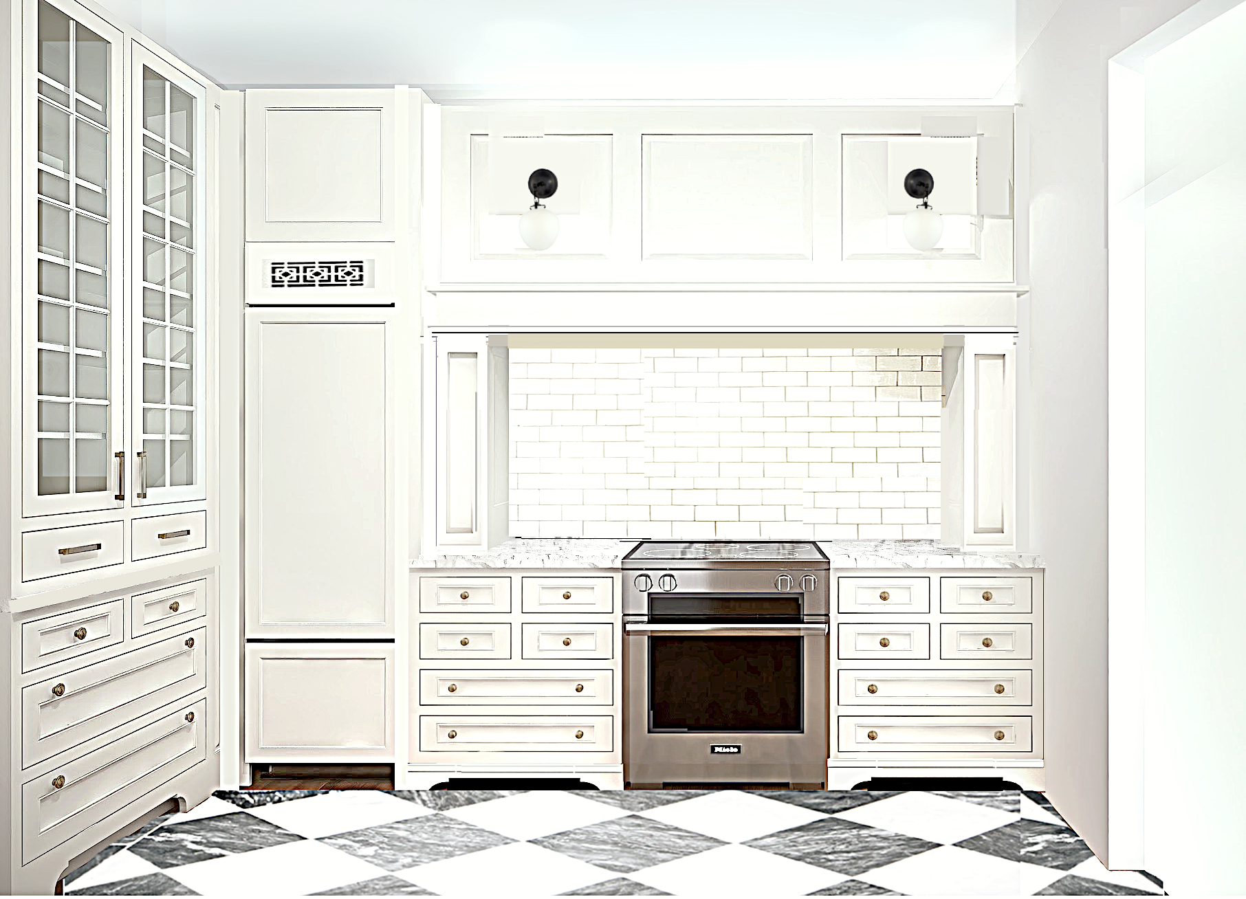 range wall corrected marble counter counter