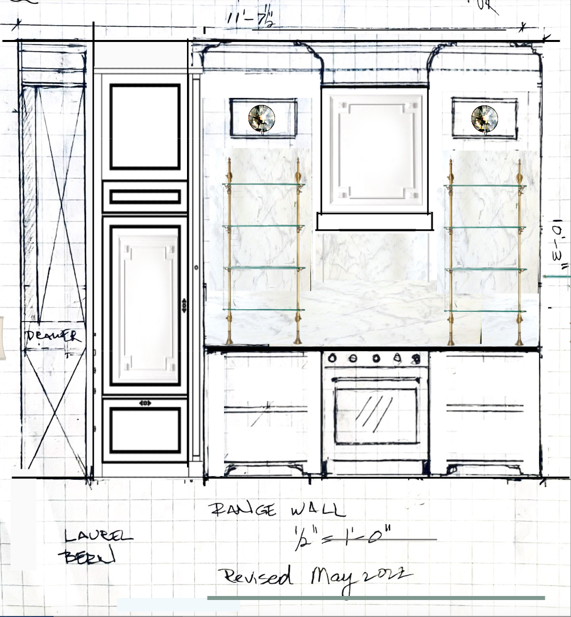 range wall with bistro shelves