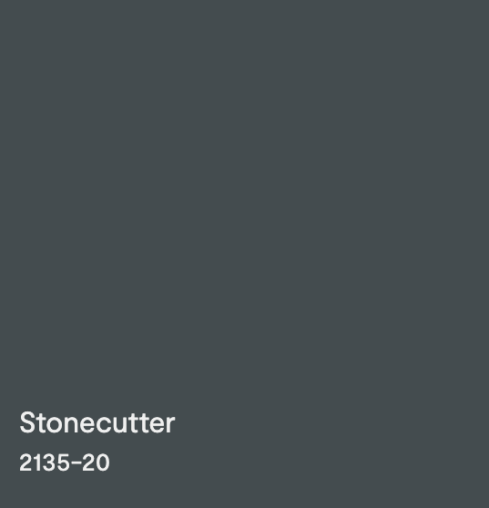 Stone cutter 2135-20 is an inky charcoal gray with blue and green undertones.