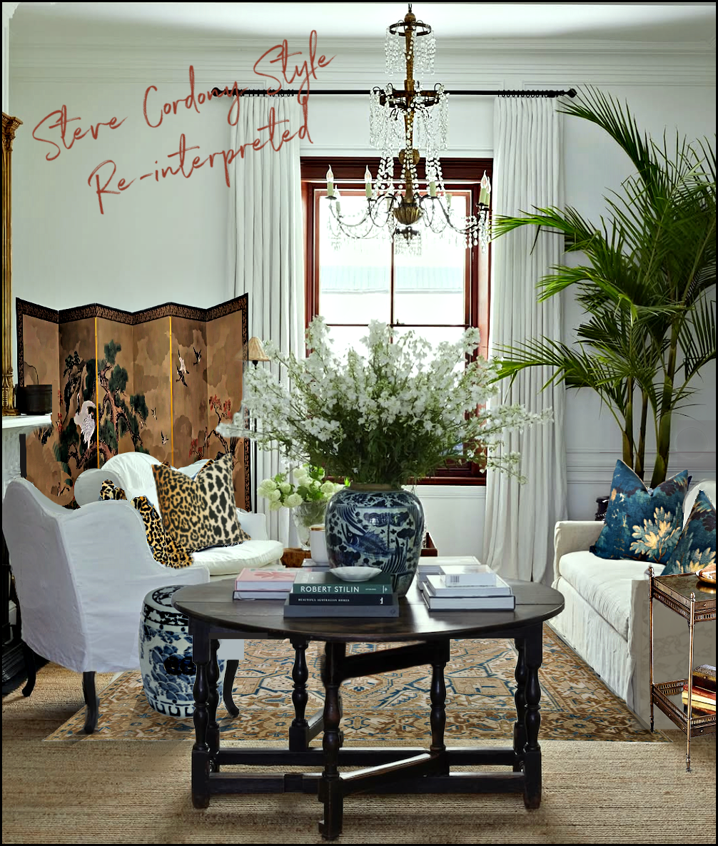 Steve Cordony - style reinterpreted - virtual new pillows + screen - interior color palette