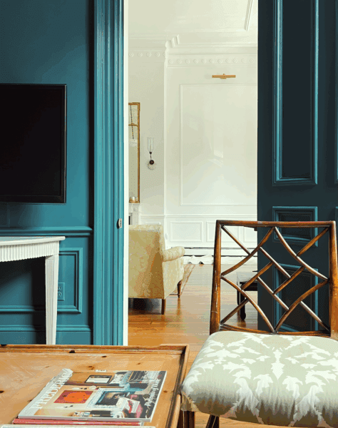 view into living room from den before Gracie panels installation